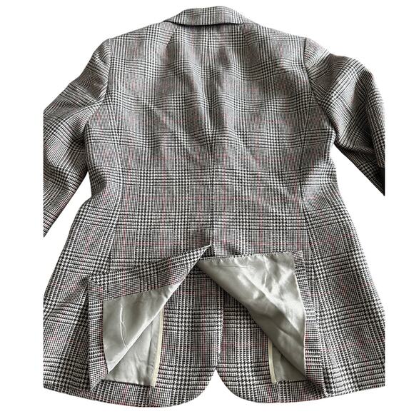 J. Crew Plaid Houndstooth Elbow Patch Wool Blazer Brown & Cream Size 6 - Picture 9 of 12